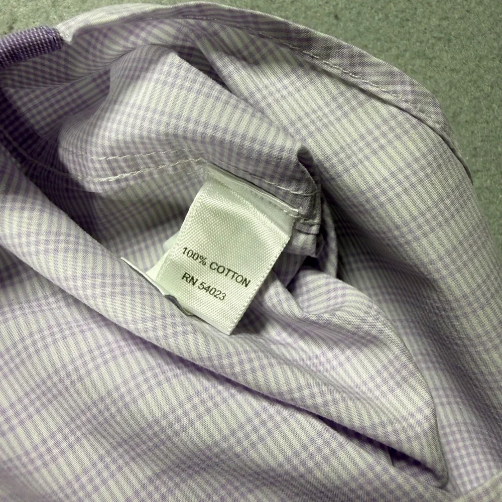 Banana Republic Mens Purple White Check Cotton Button Down Shirt Long Sleeve M